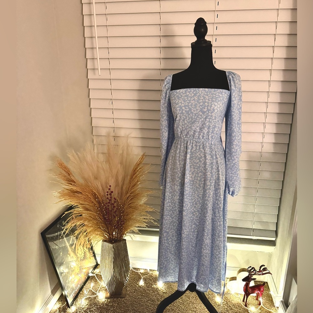 Sky blue floral dress size S , UA brand Gepur